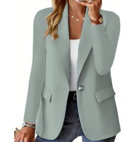 Polyester Autumn Long Sleeve Solid Color Cardigan Small Suit Jacket For Women (Option: Light Green-XL)