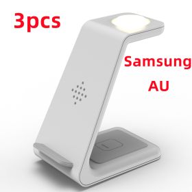 3 In 1 Fast Charging Station Wireless Charger Stand Wireless Quick Charge Dock For Phone Holder (Option: White 3pcs-Samsung AU)