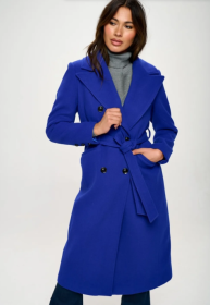 Coalition LA Double-Breasted Longline Coat With Belt (Option: Royal Blue-L)